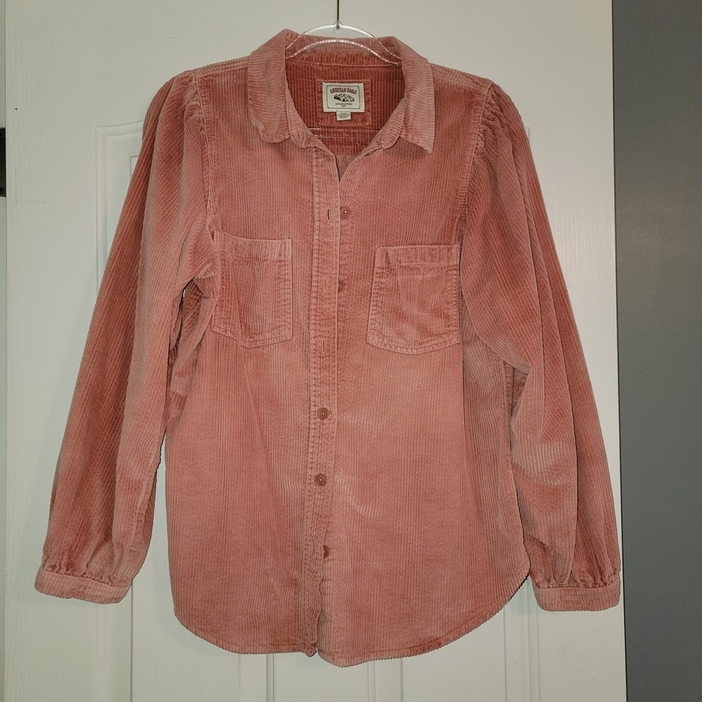 American Eagle Pink Corduroy Shirt